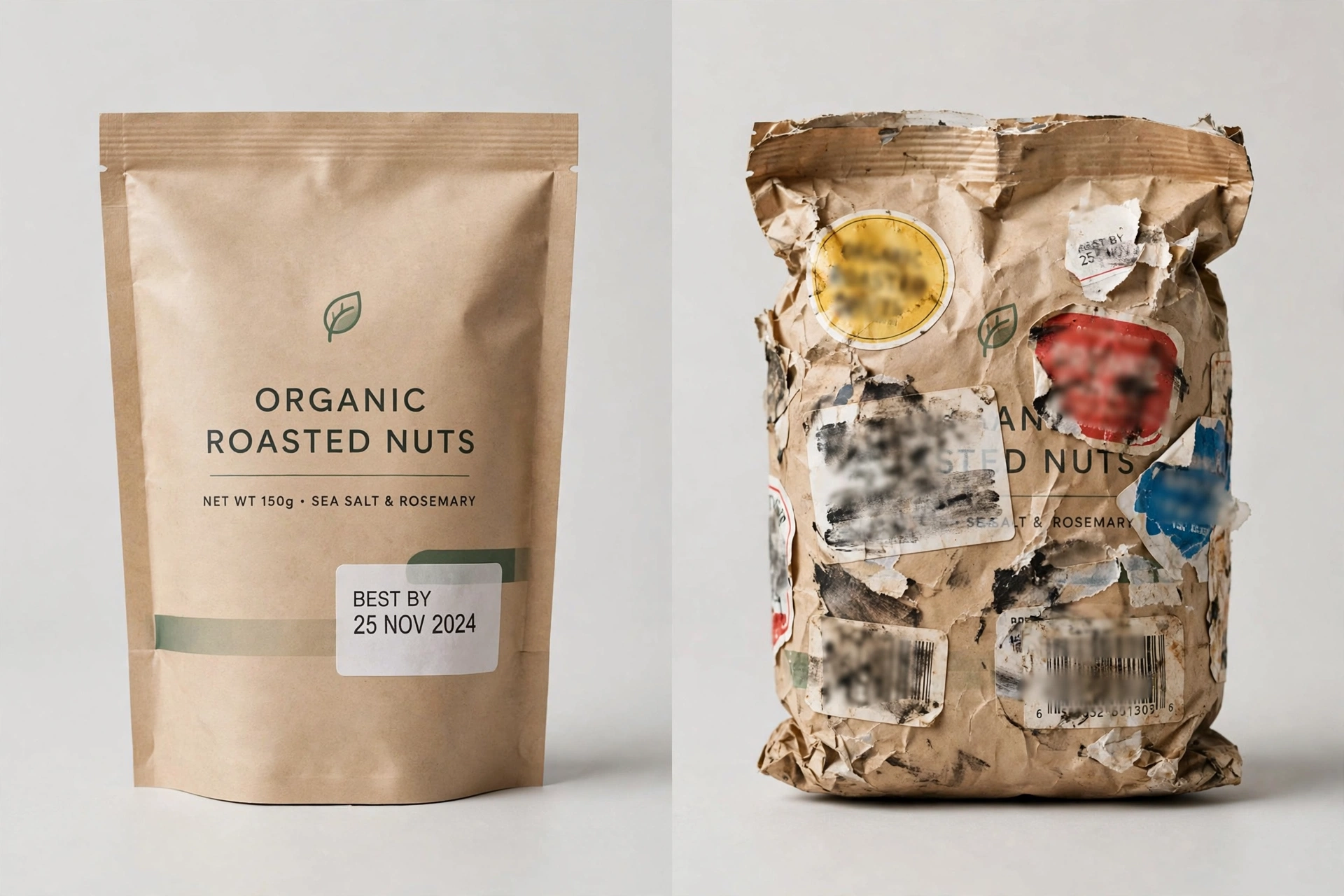Comparison of a best-before style date label on crackers and a use-by style date label on chilled deli meat